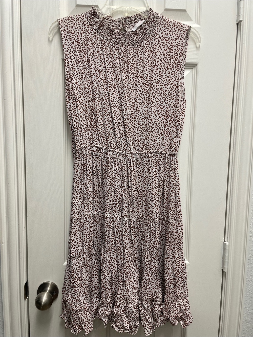 Ces Femme Pink Leopard-Print Sleeveless Smocked Midi Dress